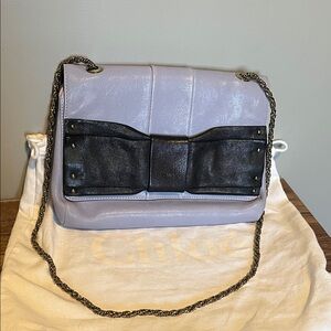 Chloe Women's Black and Lavender Shoulder Bow Bag